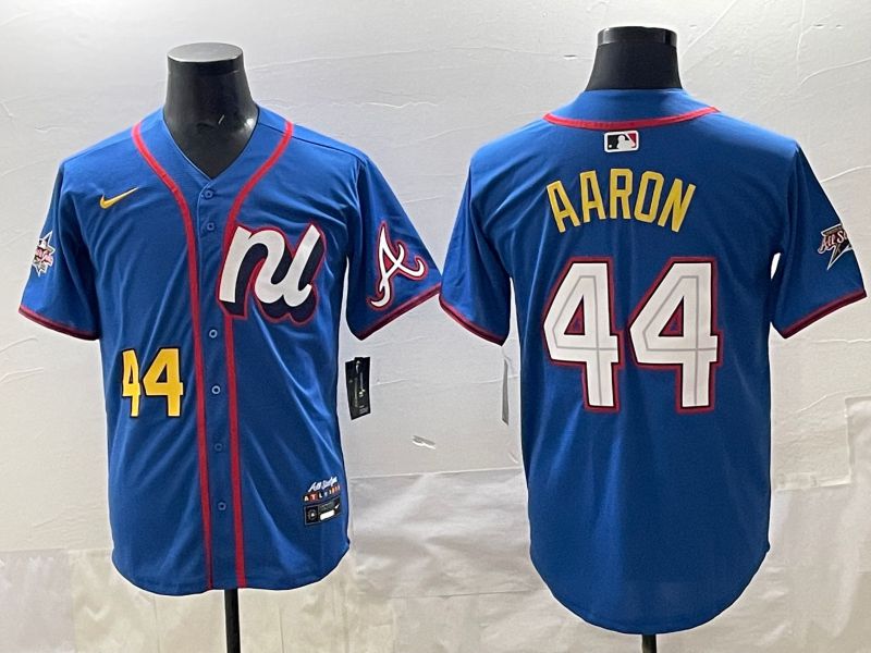 Men 2025 Atlanta Braves #44 Aaron Blue All star Nike MLB Jersey style 06